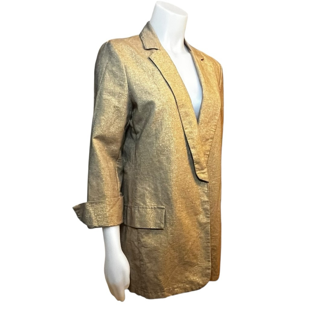 Women's Saiph Italy Linen Blend Lightweight Blazer, M, Gold